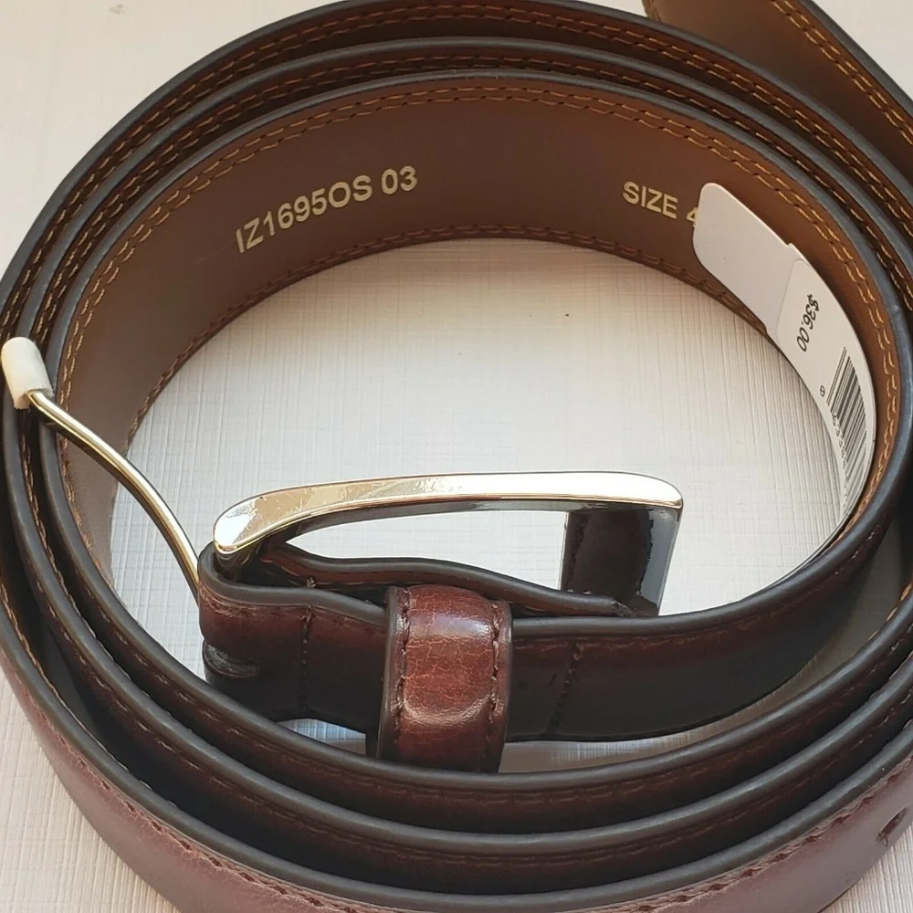 Izod Genuine Leather Belt Men's Brown Size 48 New